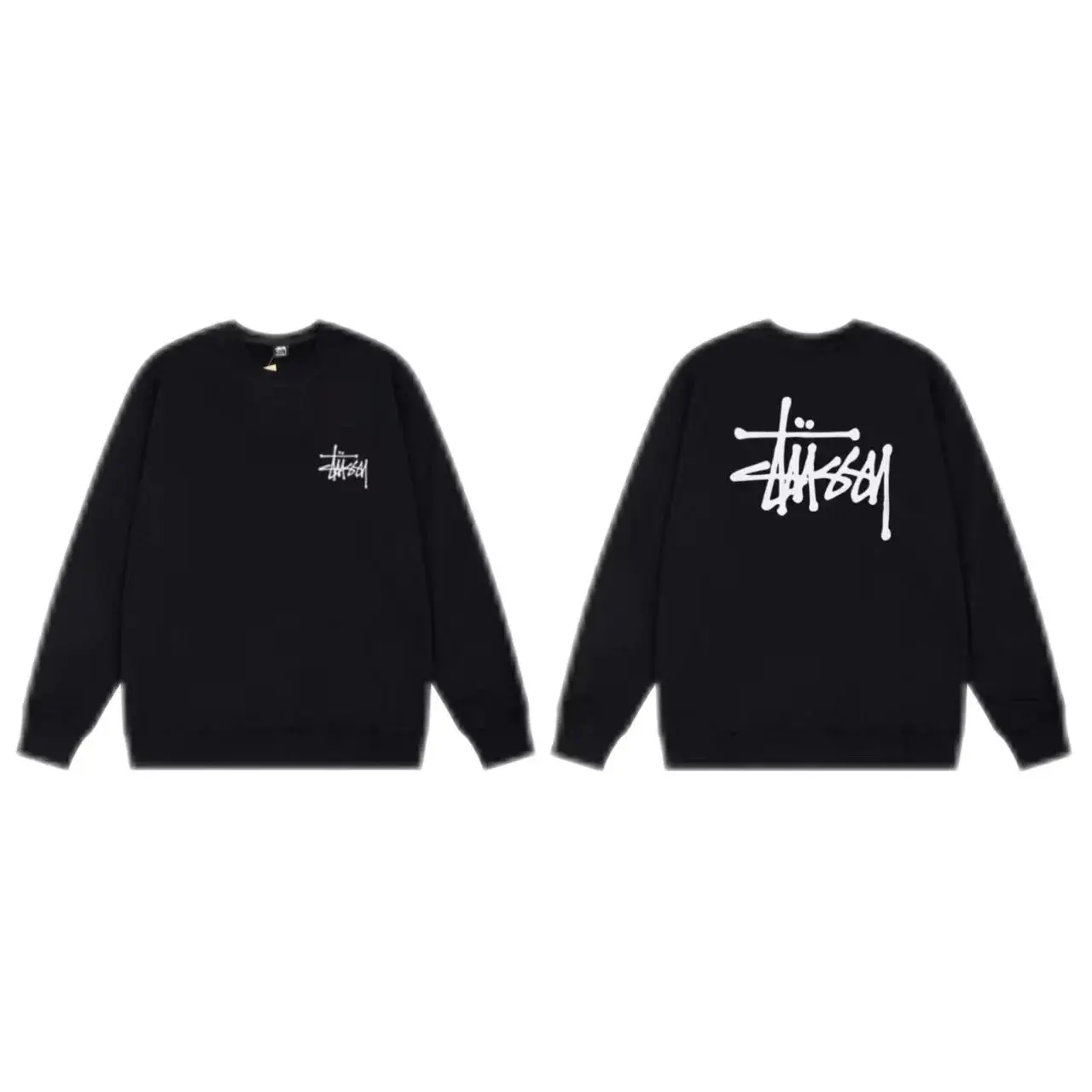 Stussy Basic Logo Crewneck Sweatshirt - Black 3