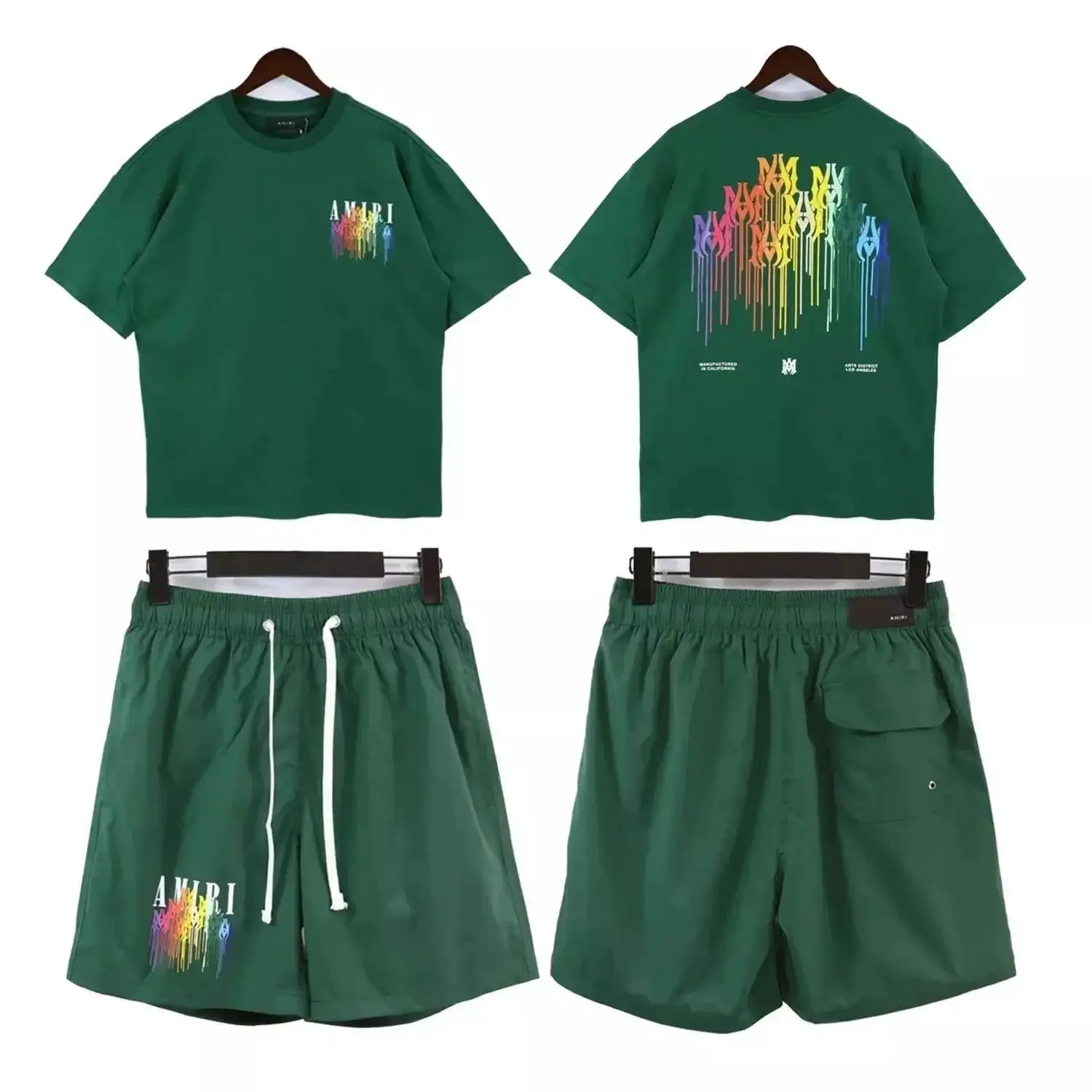 Amiri Rainbow Drip T-Shirt/Shorts Set 2