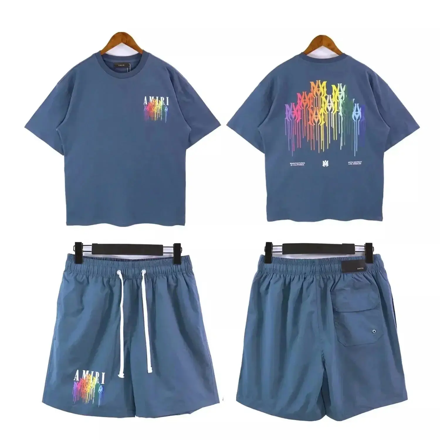 Amiri Rainbow Drip T-Shirt/Shorts Set 3